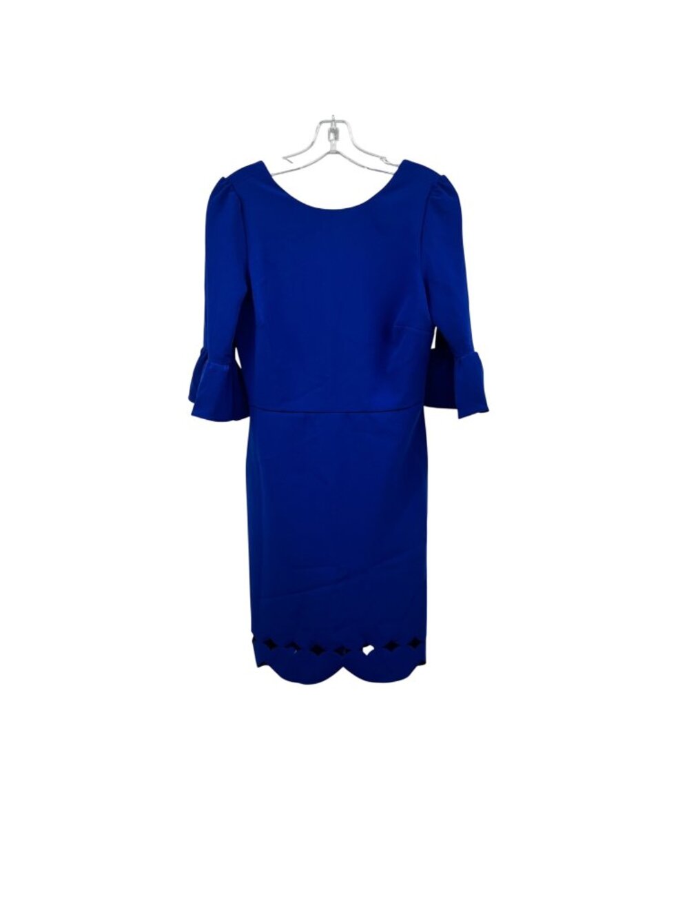 Adelyn Rae Sheath Dress 3/4 Ruffle Sleeve Blue Cut Outs Size Small V-Back